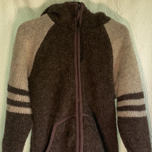 Men's Brown and Cream Hooded Jacket 100 percent wool - Picture 1 of 9